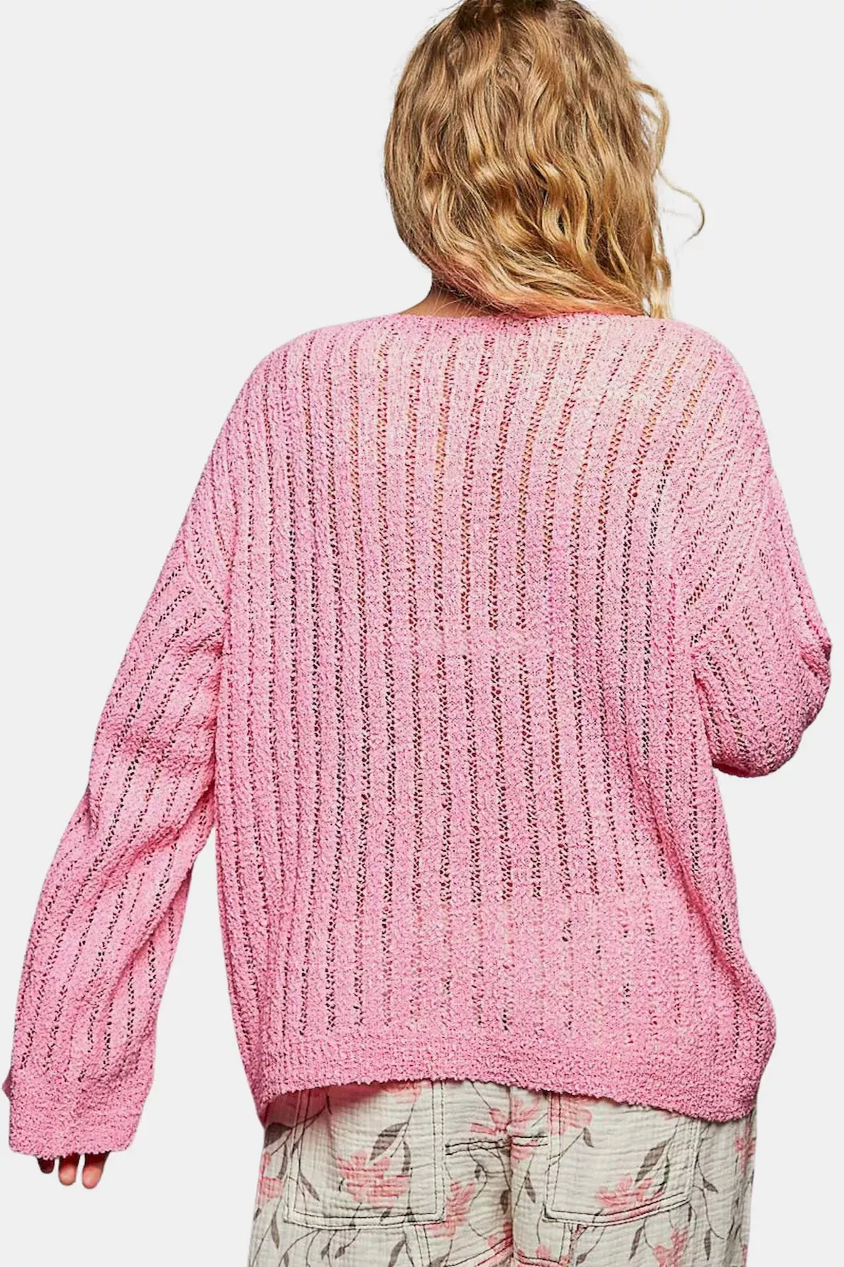 POL Round Neck Long Sleeve Open Weave Sweater sold by Charming Charlie product image thumbnail 5