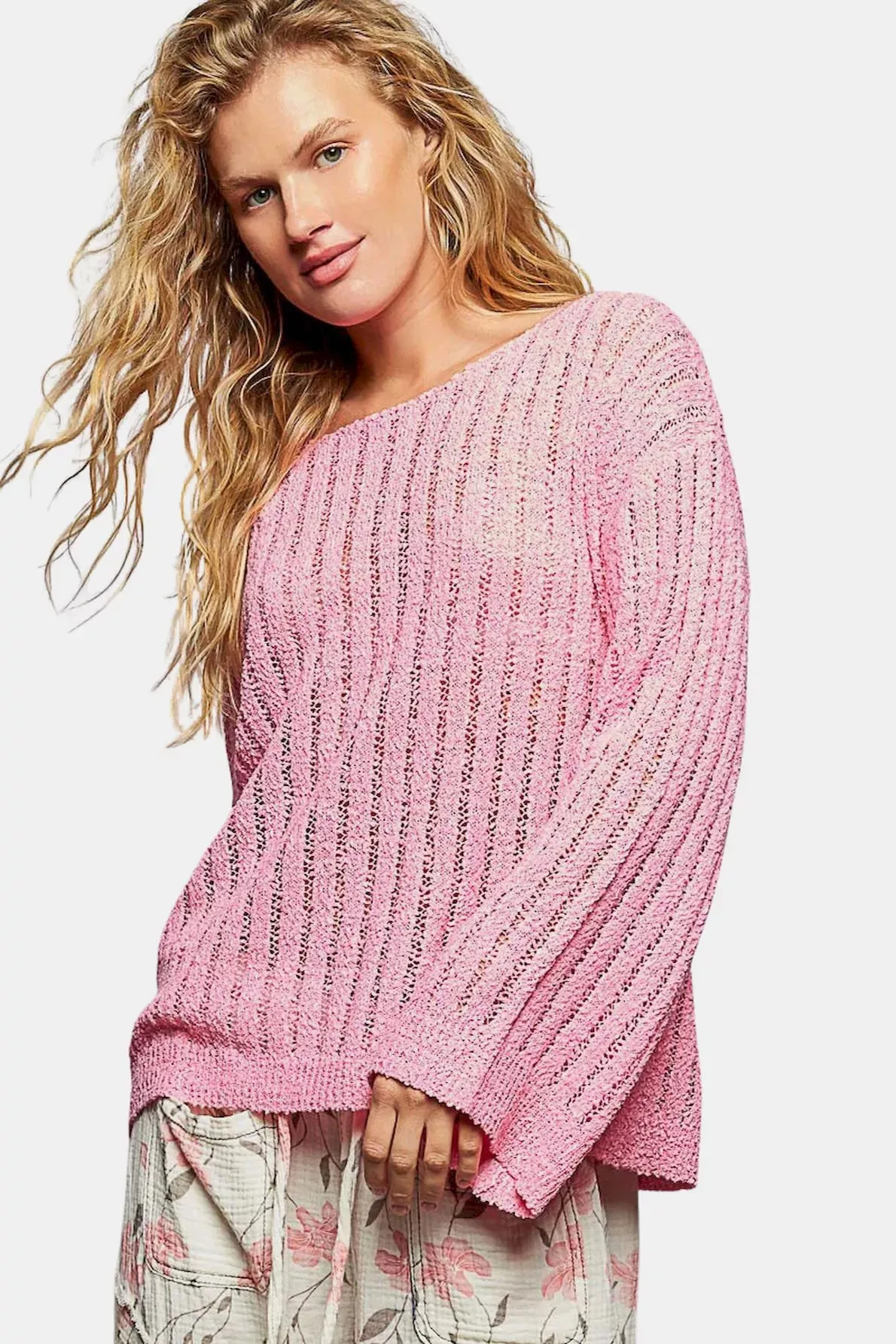 POL Round Neck Long Sleeve Open Weave Sweater sold by Charming Charlie product image thumbnail 3