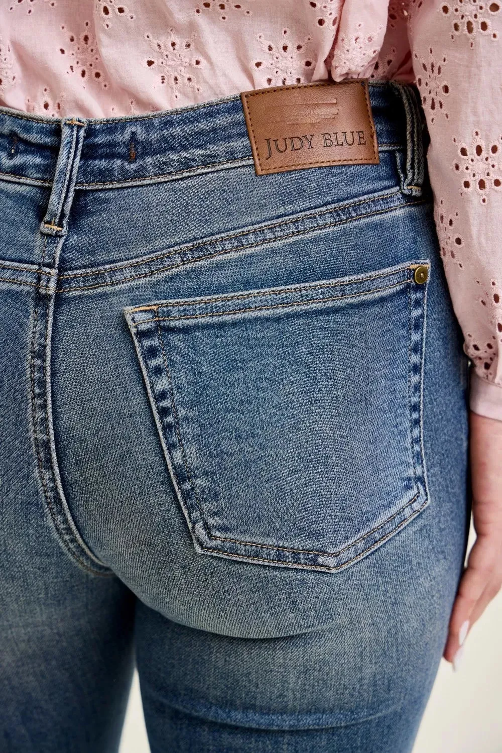 Judy Blue Mid Rise Flare Jeans with Front Flap Pockets sold by Charming Charlie product image thumbnail 5