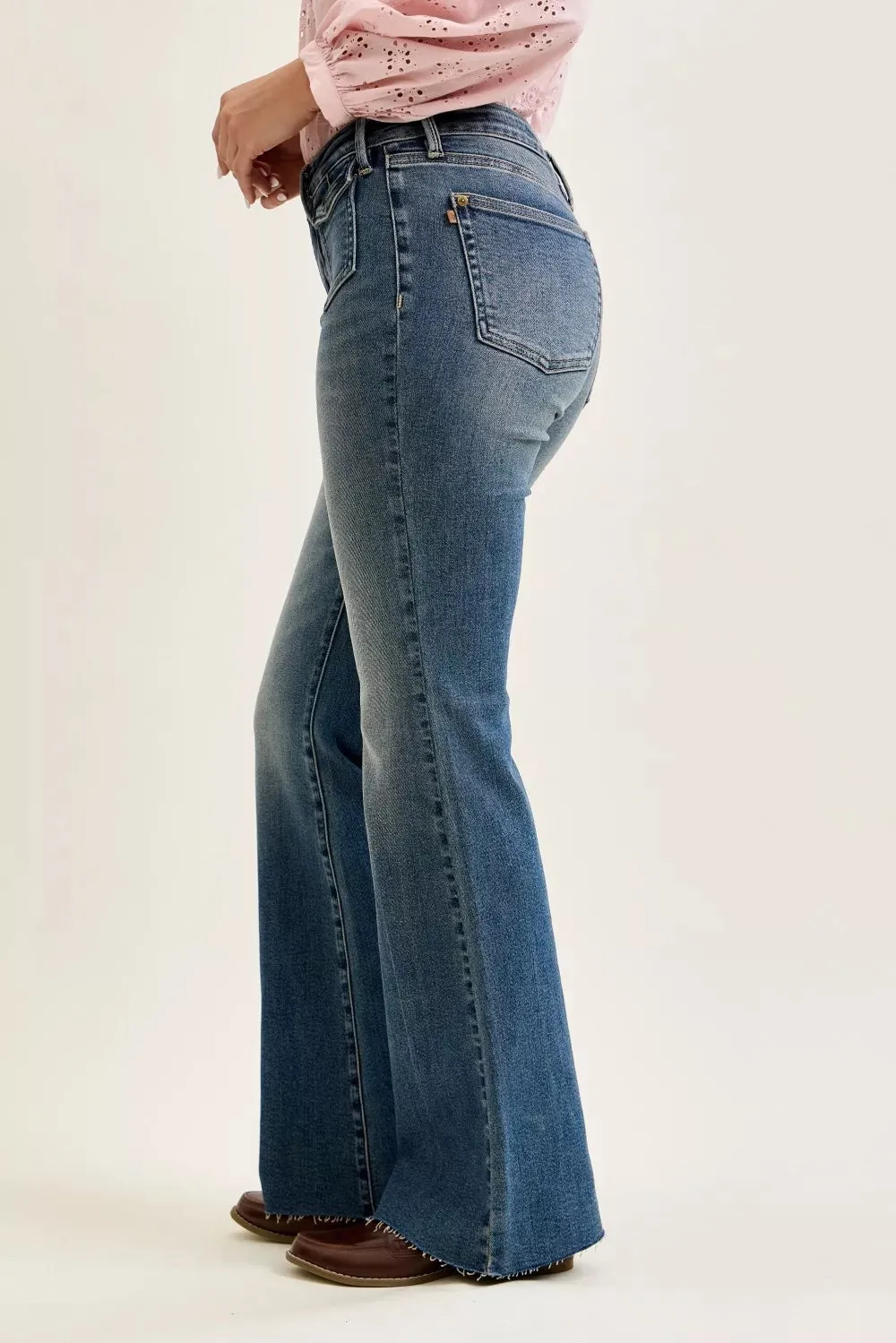 Judy Blue Mid Rise Flare Jeans with Front Flap Pockets sold by Charming Charlie product image thumbnail 3