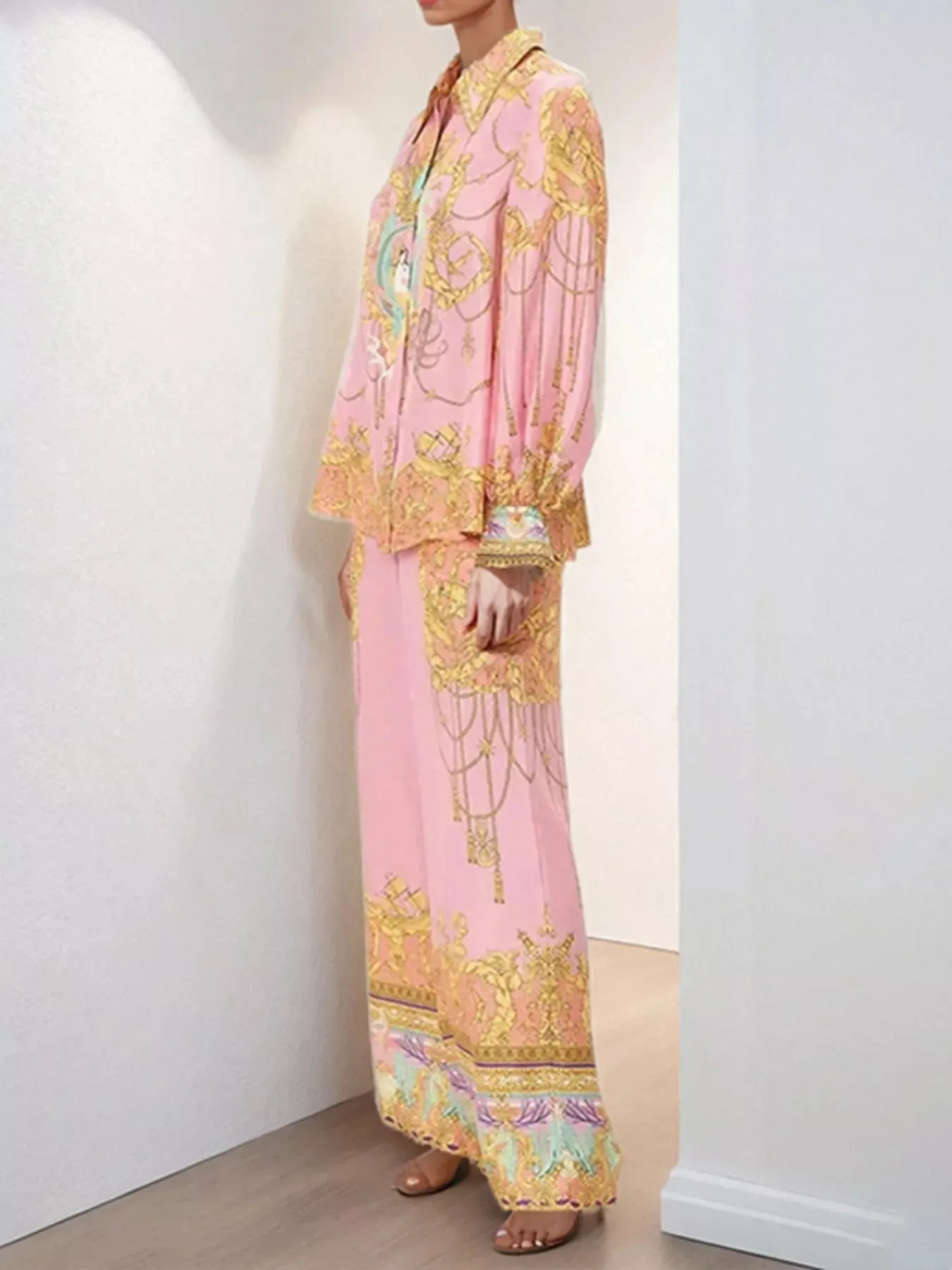 Printed Lantern Sleeve Top and Pants Set sold by Charming Charlie product image thumbnail 3