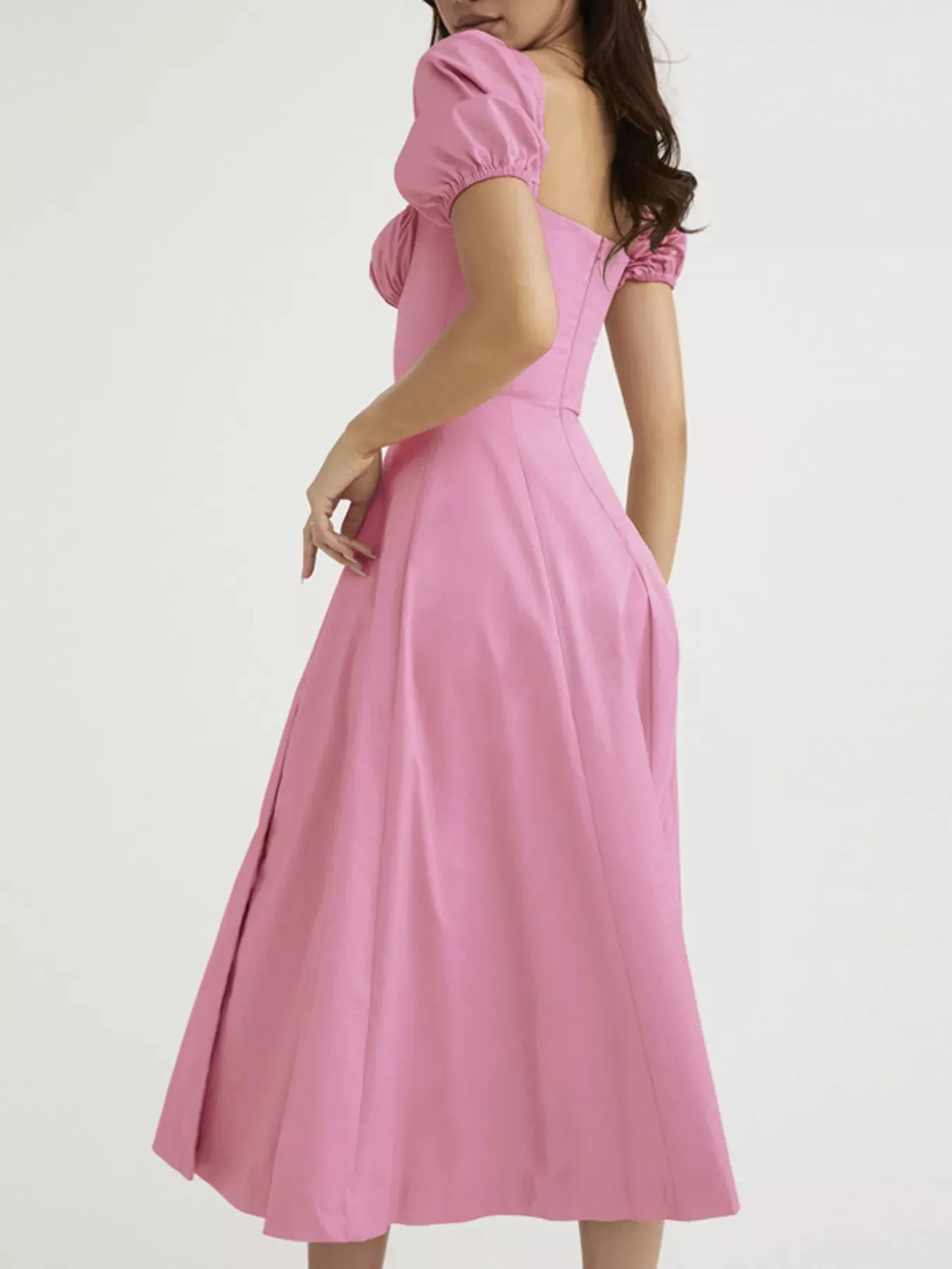 Puff Sleeve Tie Front Slit Midi Dress sold by Charming Charlie product image thumbnail 5