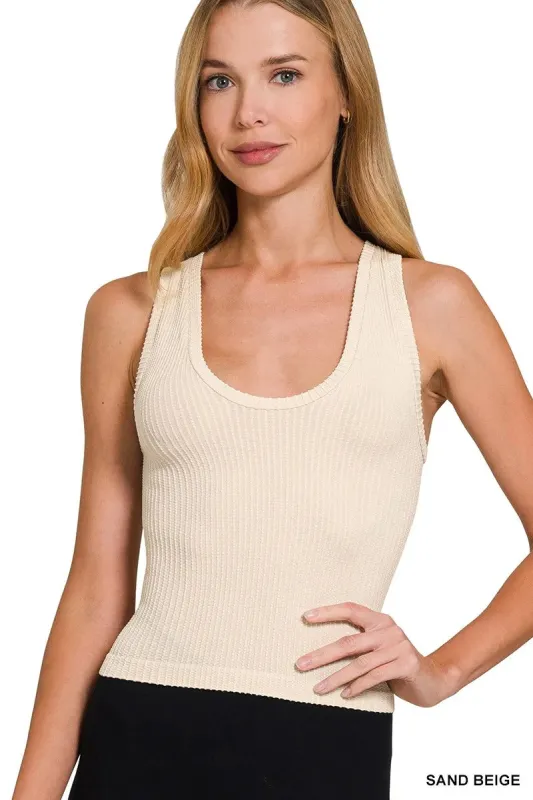 Zenana Ribbed Seamless Crop Tank made by Trendsi