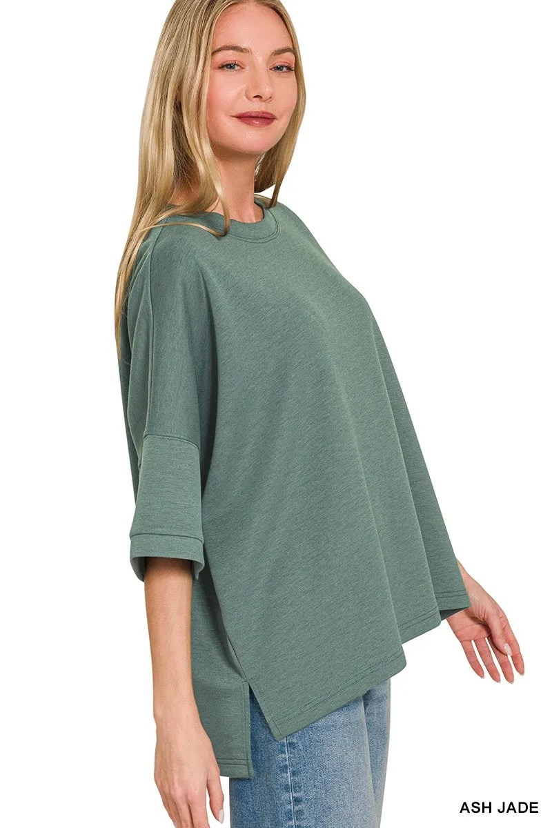 Zenana Full Size Scuba Round Neck Top With Side Slits Plus Size sold by Charming Charlie product image thumbnail 2