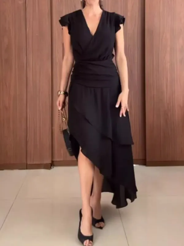 Asymmetrical Ruffled Hem Dress made by Trendsi