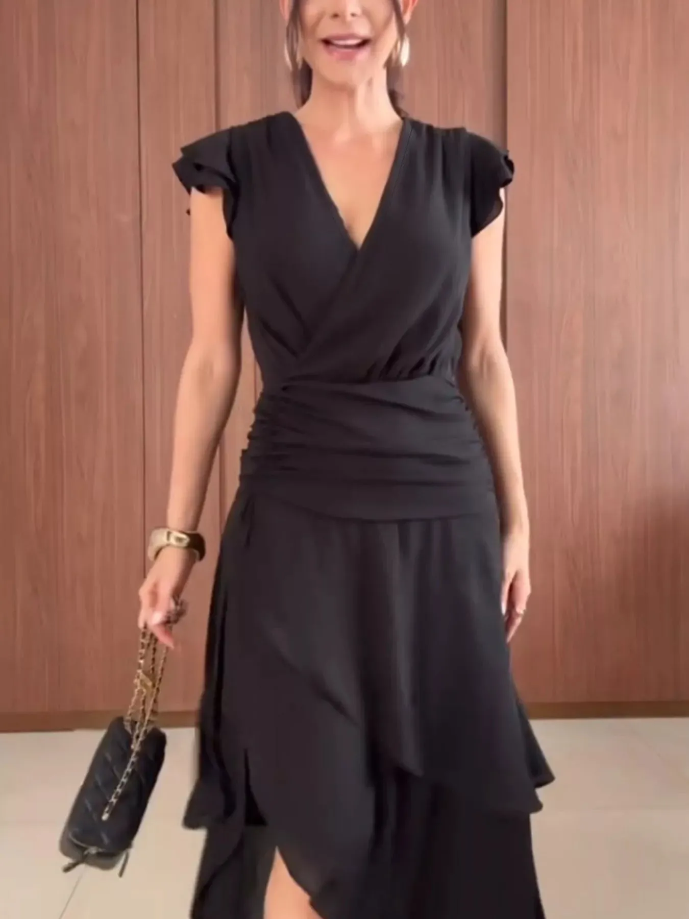 Asymmetrical Ruffled Hem Dress sold by Charming Charlie product image thumbnail 2