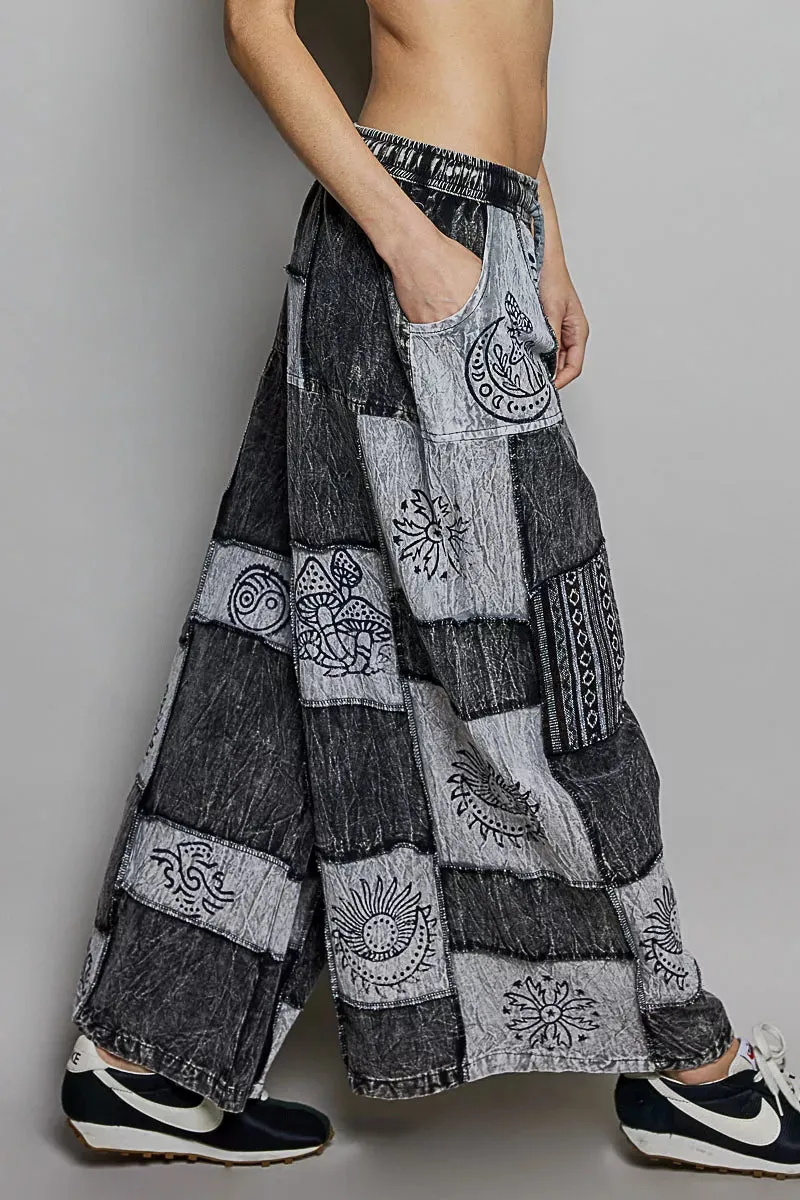 POL Drawstring Patchwork Wide Leg Pants sold by Charming Charlie product image thumbnail 2