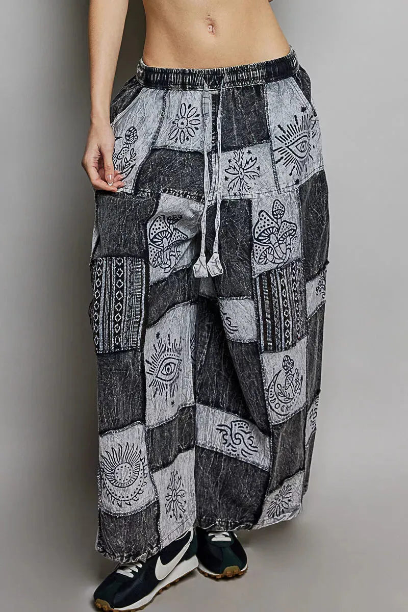 POL Drawstring Patchwork Wide Leg Pants sold by Charming Charlie