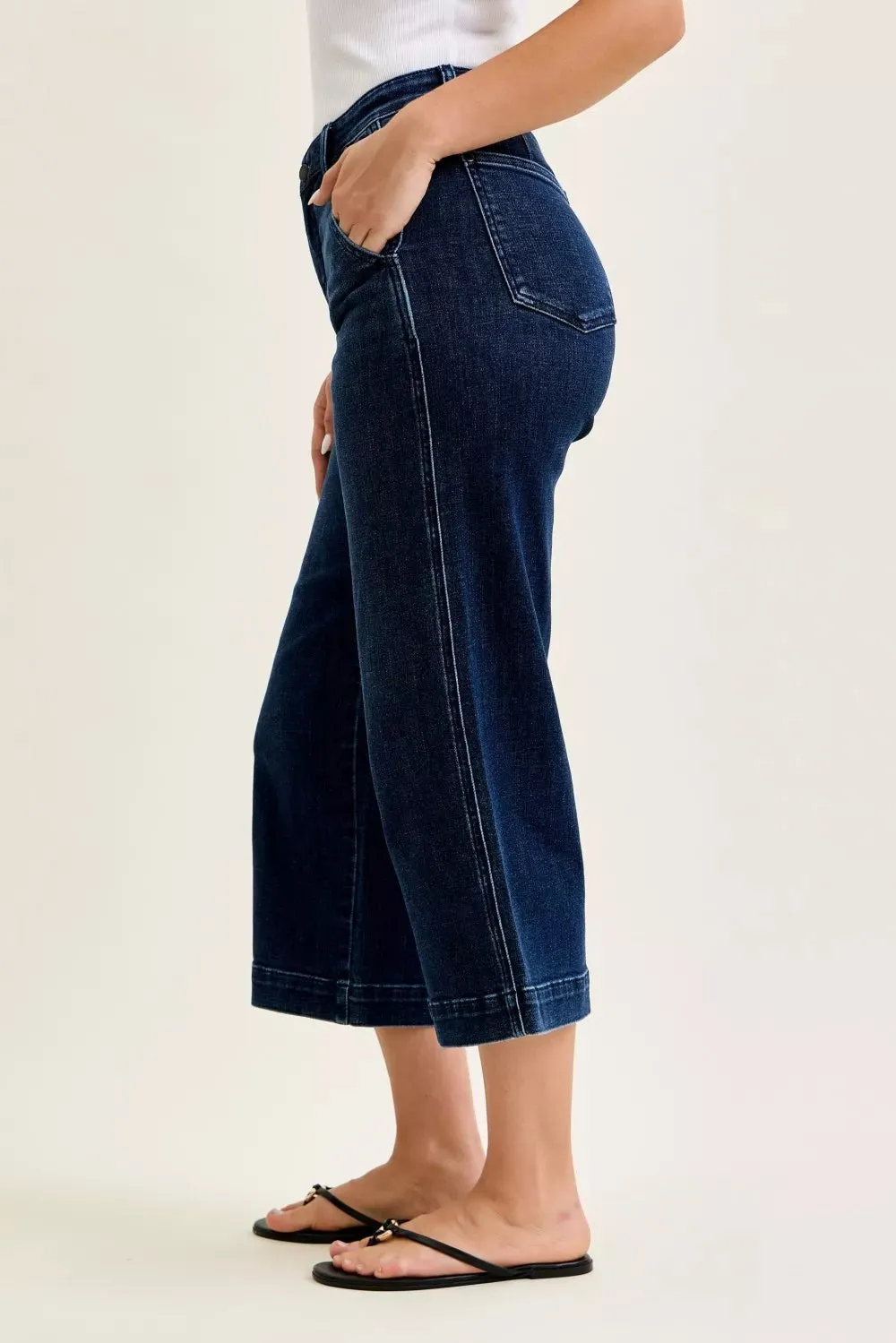 Judy Blue High Waist Ankle Wide Jeans sold by Charming Charlie product image thumbnail 4