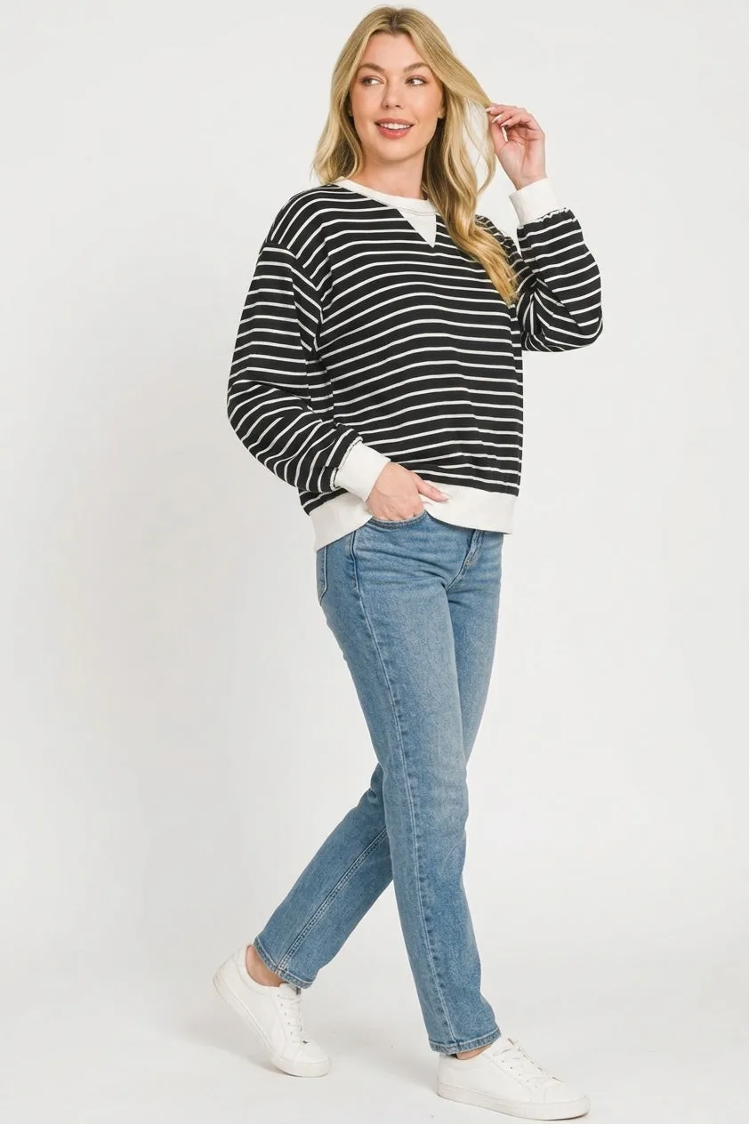 Zenana Striped Rib Banded Sweatshirt sold by Charming Charlie product image thumbnail 2