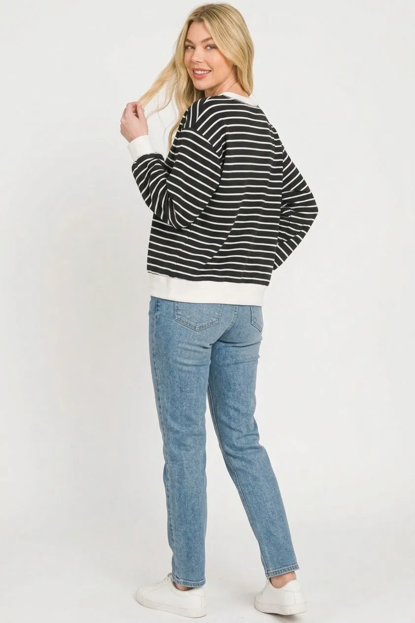 Zenana Striped Rib Banded Sweatshirt sold by Charming Charlie product image thumbnail 3