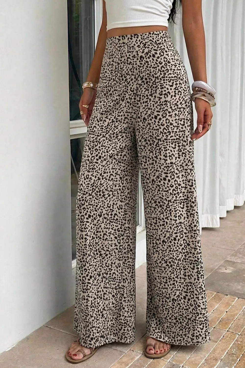 Leopard Print High Waist Wide Leg Pants sold by Charming Charlie product image thumbnail 3