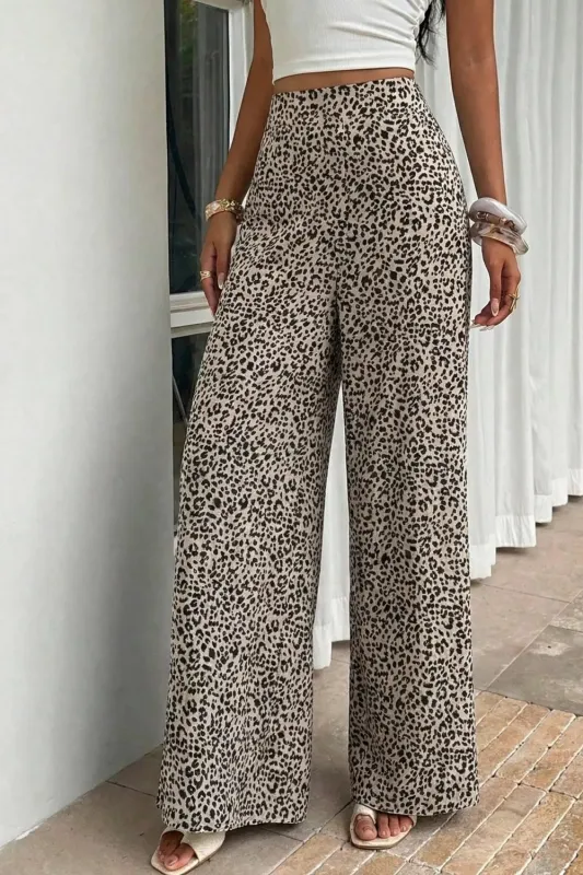 Leopard Print High Waist Wide Leg Pants made by Trendsi