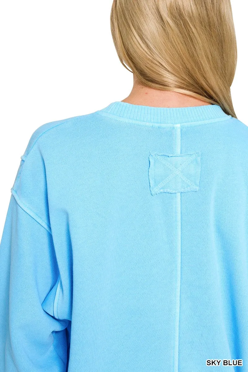 Zenana Pigment Dye Exposed-seam Fleece Sweatshirt sold by Charming Charlie product image thumbnail 3