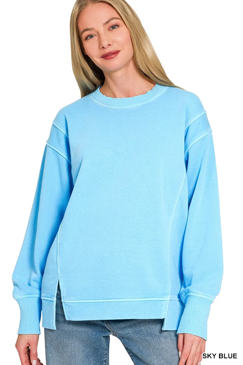 Zenana Pigment Dye Exposed-seam Fleece Sweatshirt sold by Charming Charlie