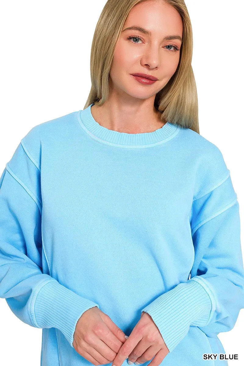 Zenana Pigment Dye Exposed-seam Fleece Sweatshirt sold by Charming Charlie product image thumbnail 2