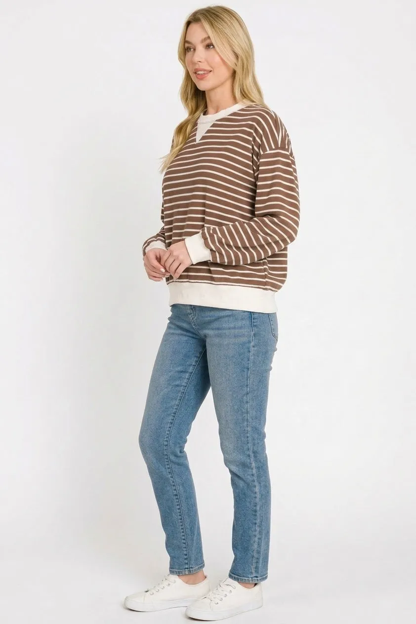 Zenana Striped Rib Banded Sweatshirt sold by Charming Charlie product image thumbnail 3