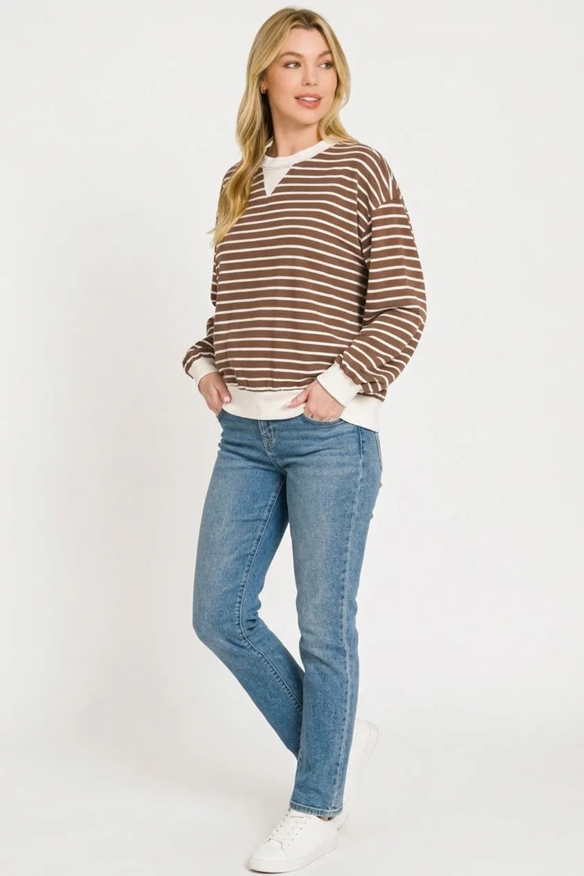 Zenana Striped Rib Banded Sweatshirt sold by Charming Charlie product image thumbnail 2