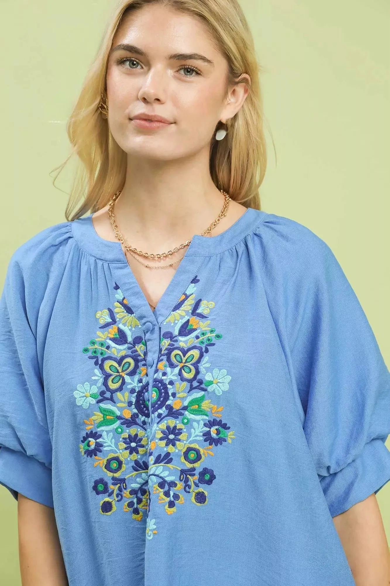 Umgee Embroidered Puff Sleeve Blouse sold by Charming Charlie product image thumbnail 4