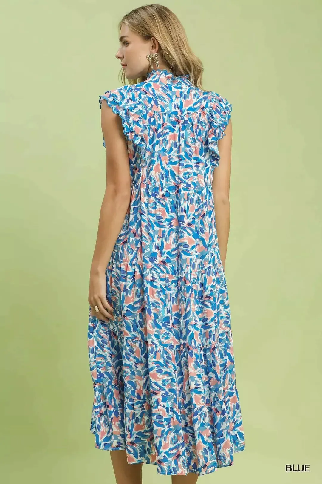 Umgee Leaf Print Midi Tiered Dress with Side Pockets sold by Charming Charlie product image thumbnail 3