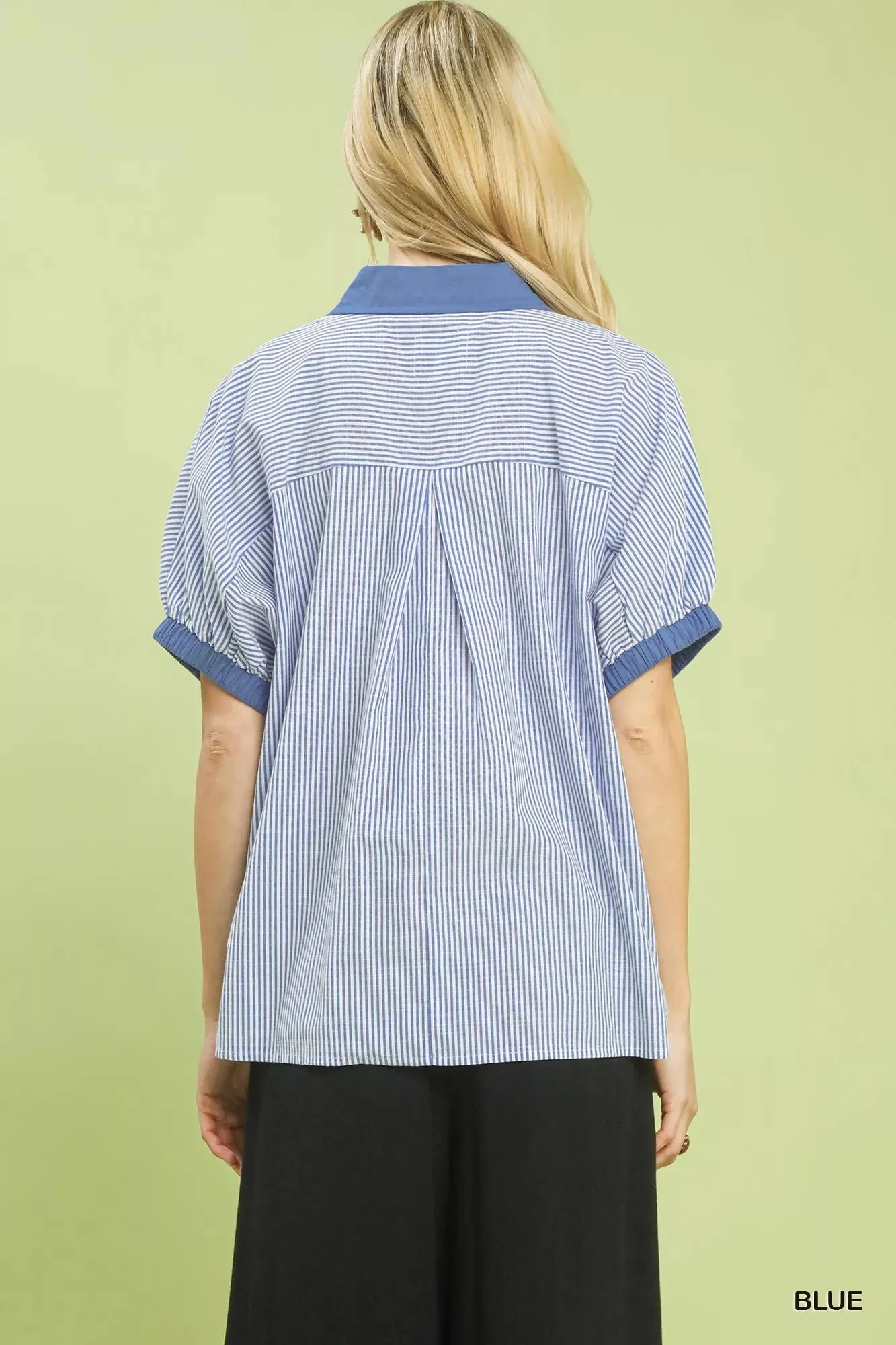 Umgee Contrast Trim Popover Stripe Top sold by Charming Charlie product image thumbnail 3
