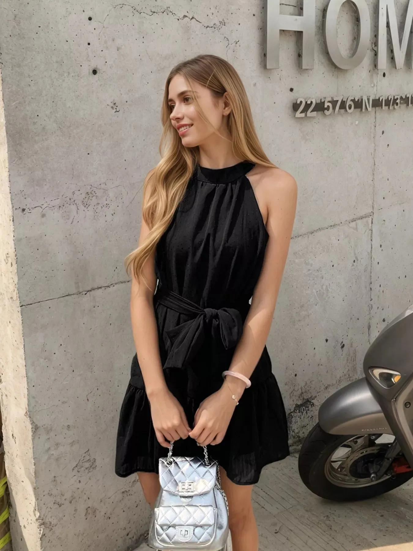 Sleeveless Tie Waist Mini Dress sold by Charming Charlie product image thumbnail 4