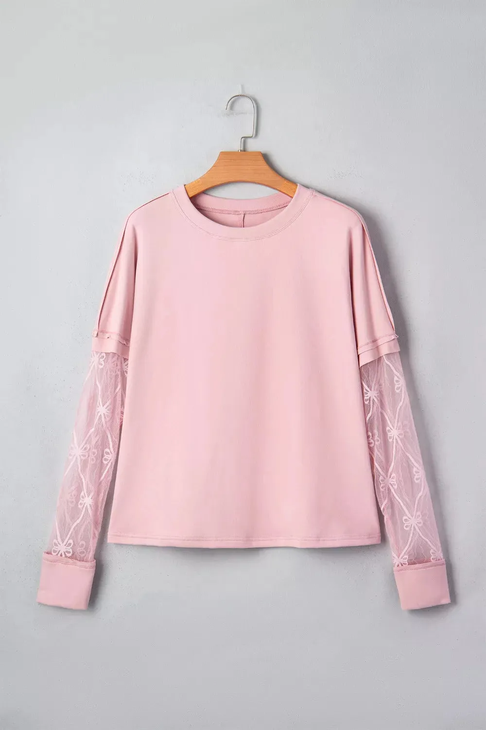 Solid Color Bow Textured Patchwork Long Sleeve Tee sold by Charming Charlie product image thumbnail 4
