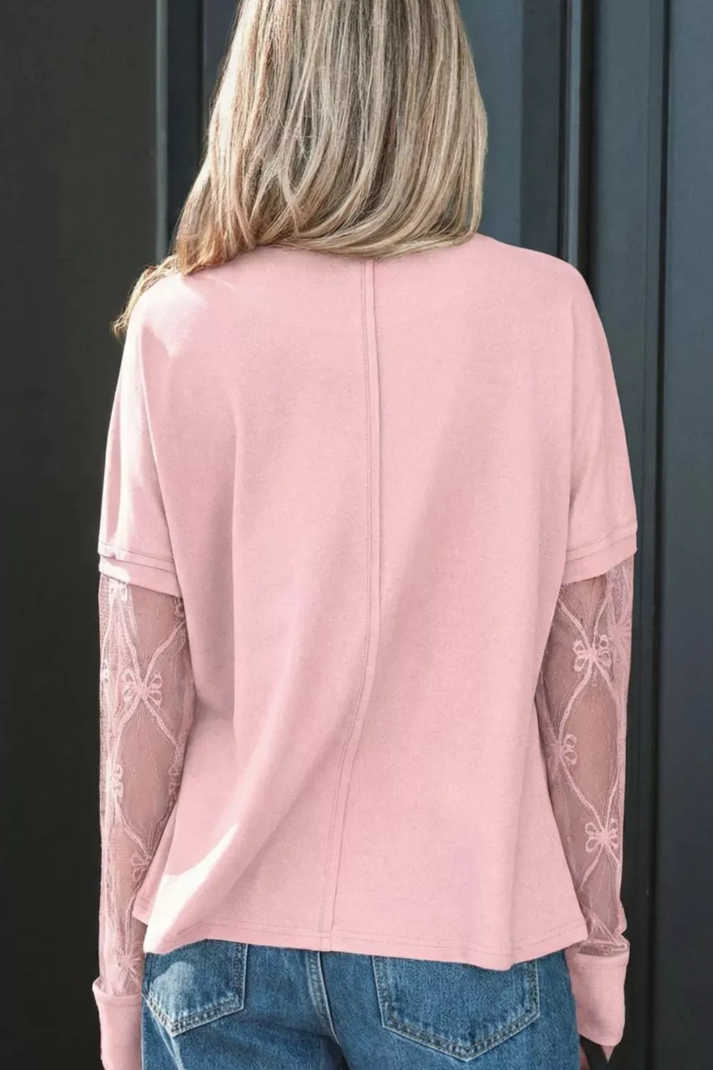 Solid Color Bow Textured Patchwork Long Sleeve Tee sold by Charming Charlie product image thumbnail 2