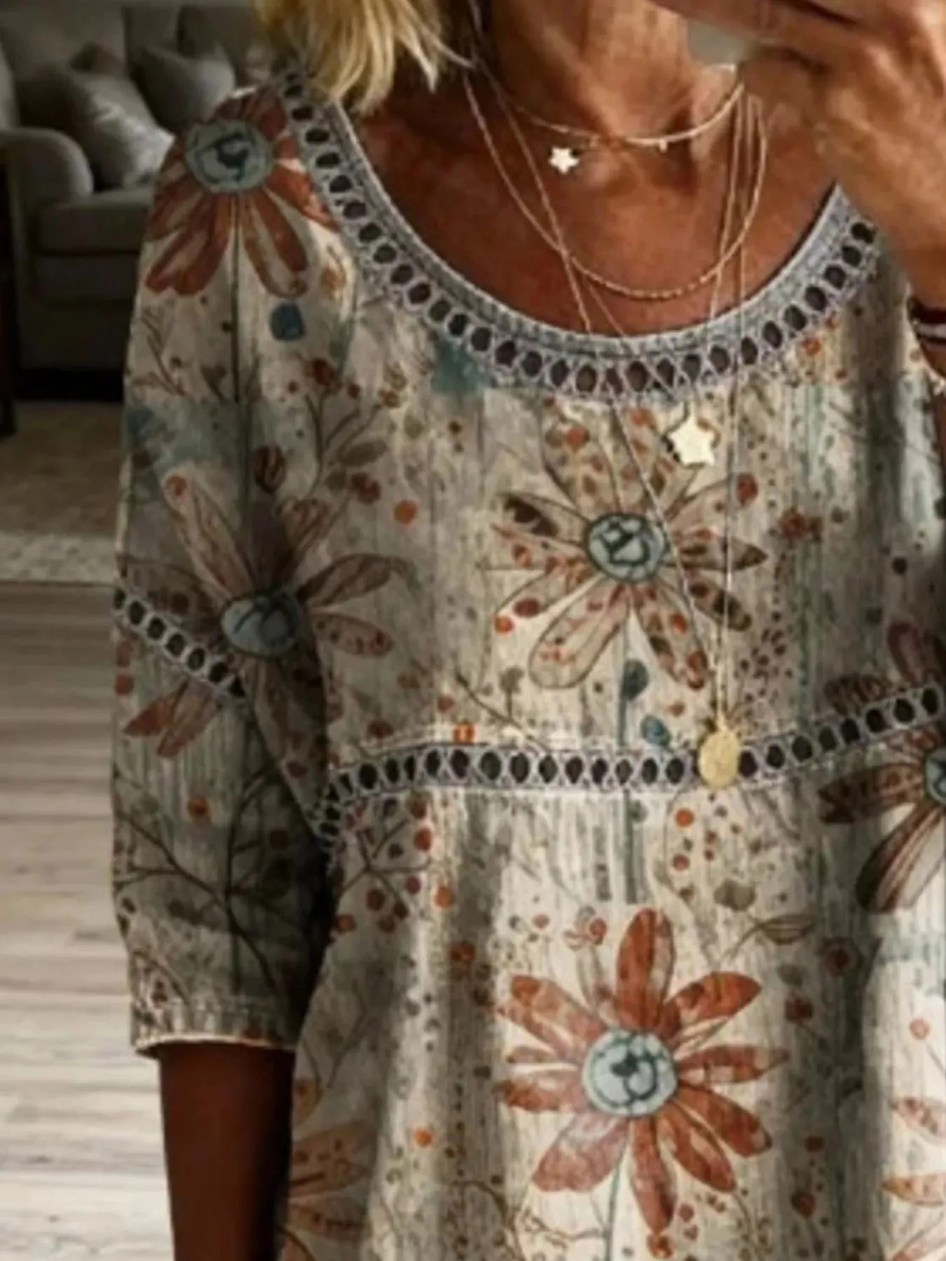 Full Size Hollow Out Round Neck Top Plus Size sold by Charming Charlie product image thumbnail 2