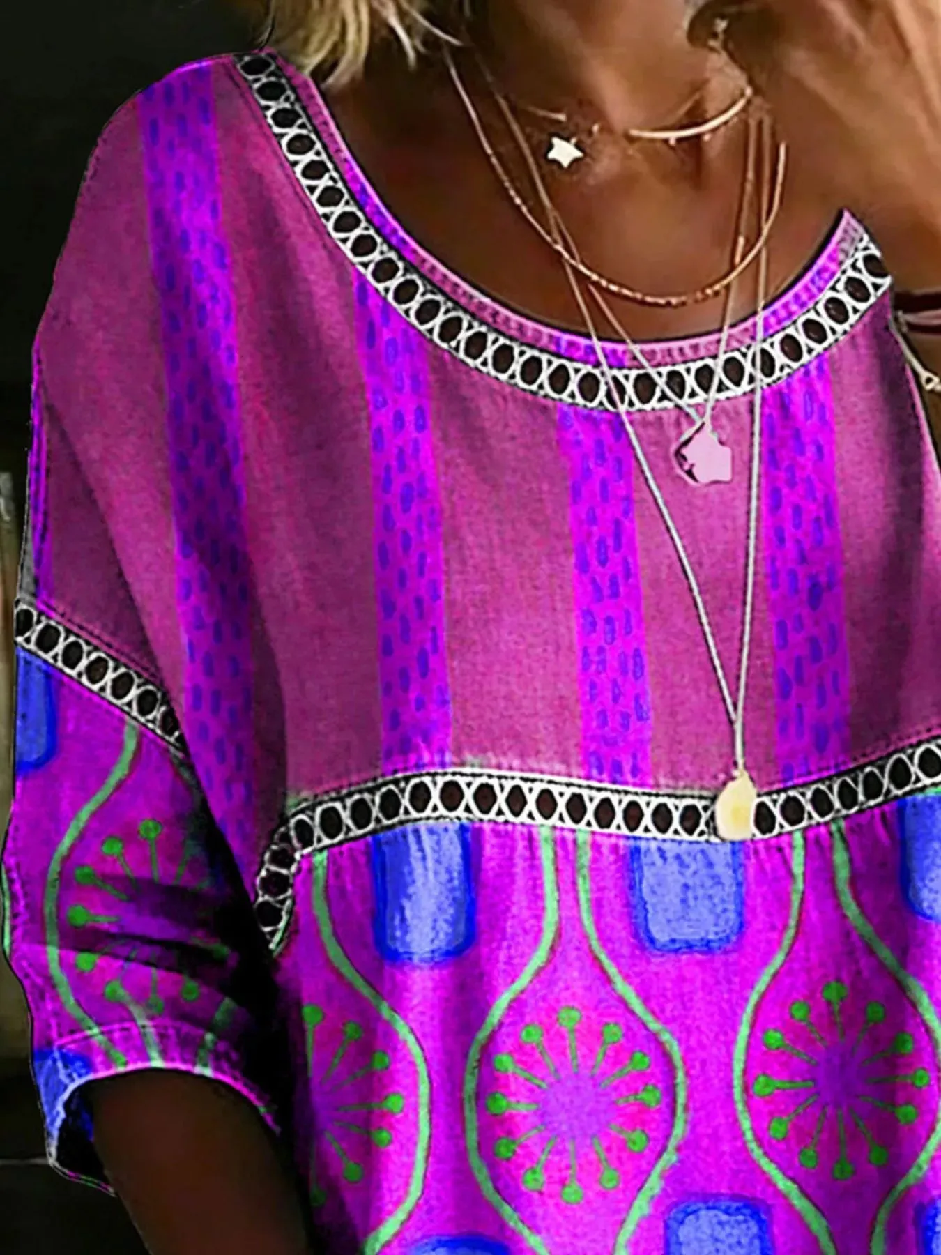Full Size Hollow Out Round Neck Top Plus Size sold by Charming Charlie product image thumbnail 4