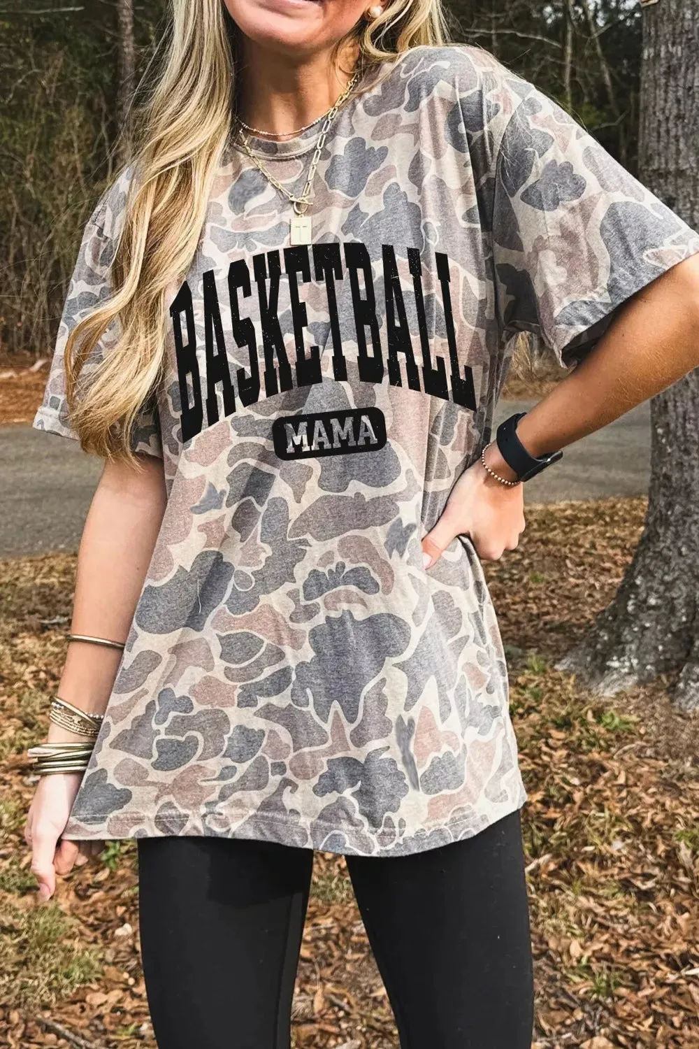 Basketball Mama Camo Print Relaxed Fit T-Shirt sold by Charming Charlie product image thumbnail 2