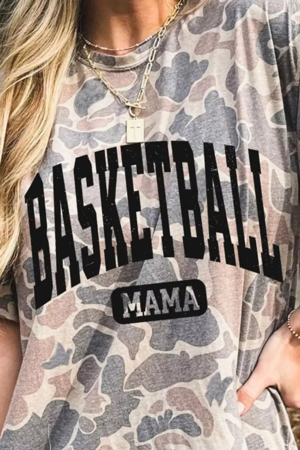 Basketball Mama Camo Print Relaxed Fit T-Shirt sold by Charming Charlie product image thumbnail 3