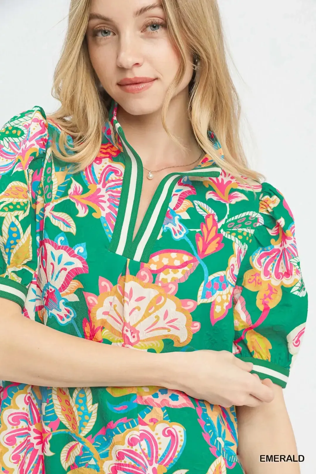Umgee Jacquard Paisley Print Puff Sleeve Tunic Dress sold by Charming Charlie product image thumbnail 5