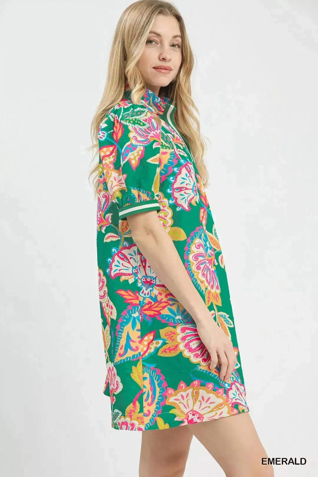 Umgee Jacquard Paisley Print Puff Sleeve Tunic Dress sold by Charming Charlie product image thumbnail 2