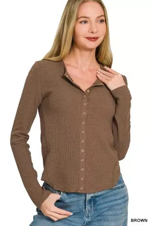 Zenana Double Knit Snap Button Shirts sold by Charming Charlie