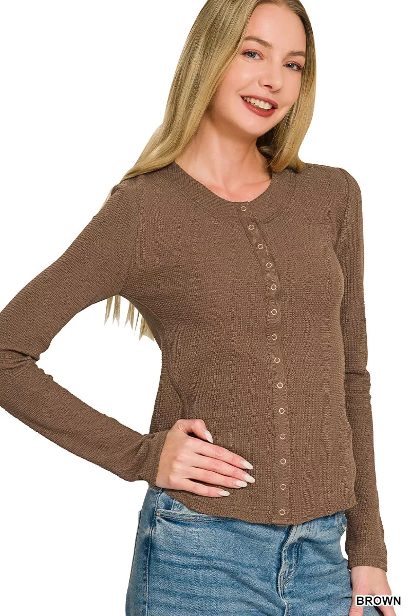 Zenana Double Knit Snap Button Shirts sold by Charming Charlie product image thumbnail 2