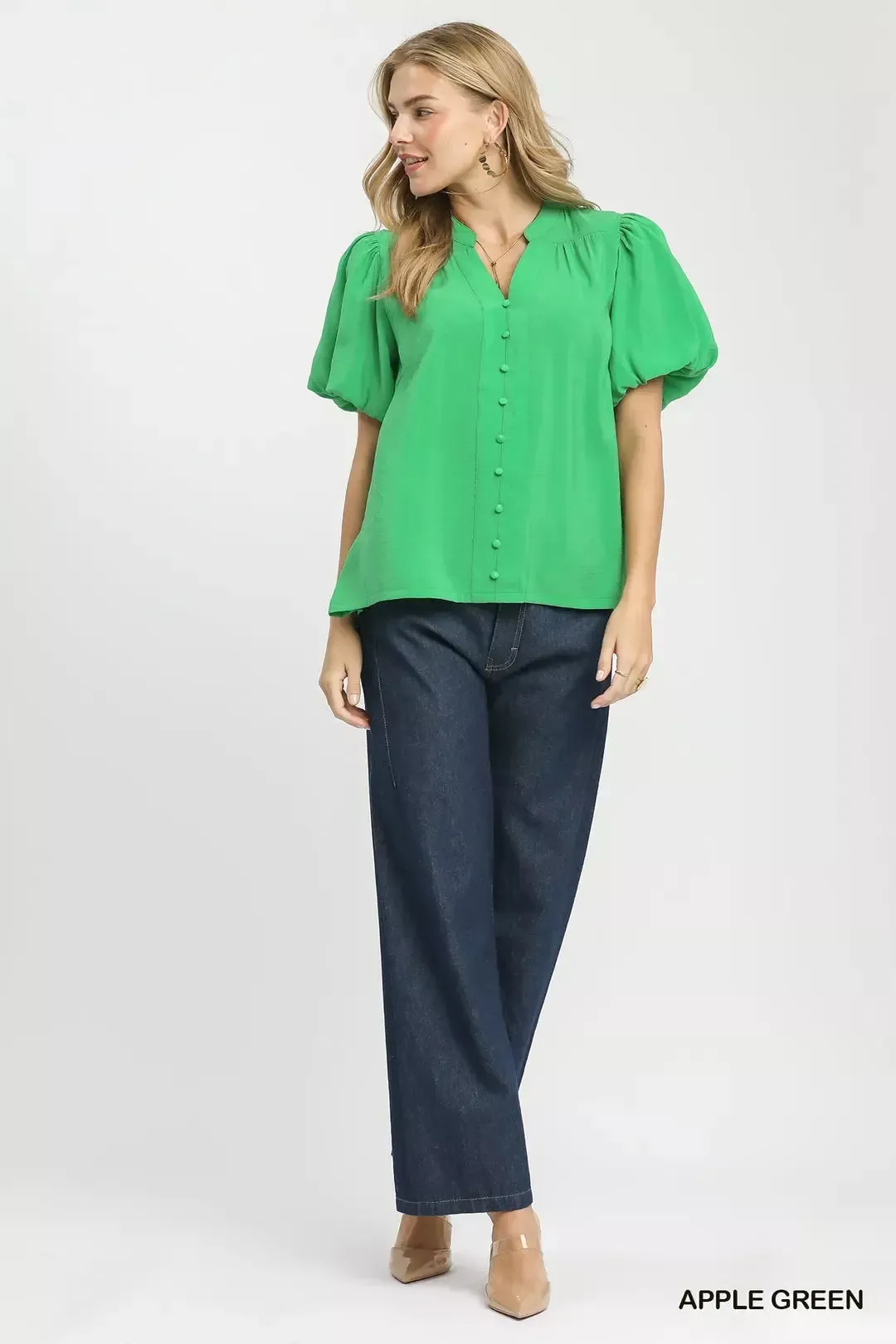Umgee Button-Down Puff Sleeve Shirt sold by Charming Charlie product image thumbnail 4