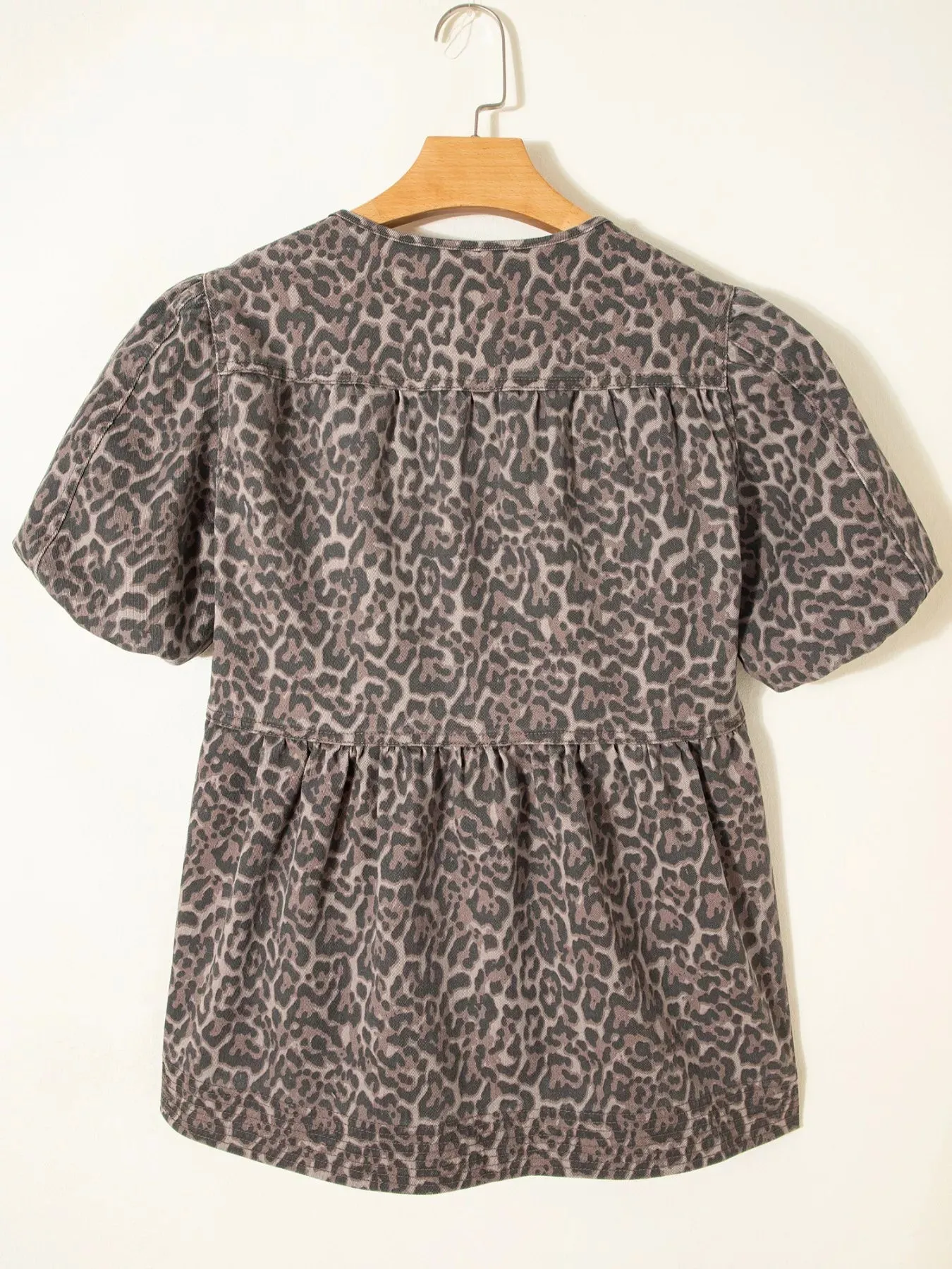 Leopard Print Ruffle Hem Denim Top sold by Charming Charlie product image thumbnail 5