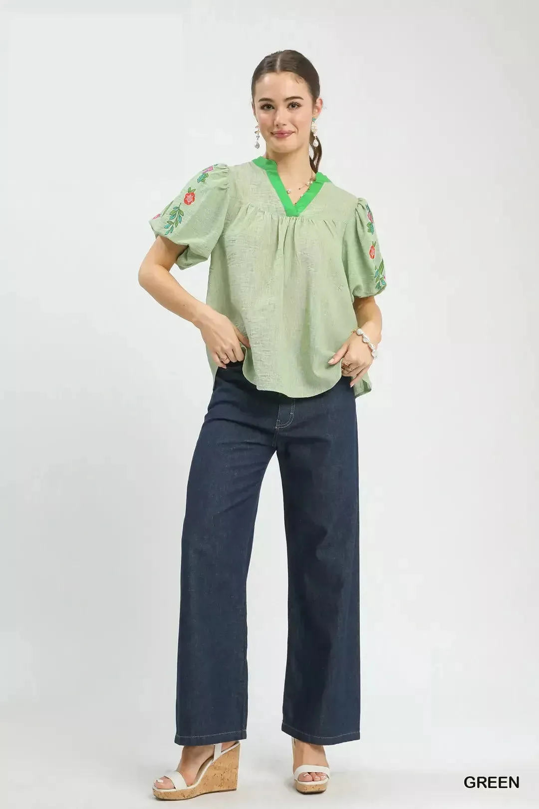 Umgee Embroidered Puff Sleeve Top sold by Charming Charlie product image thumbnail 4
