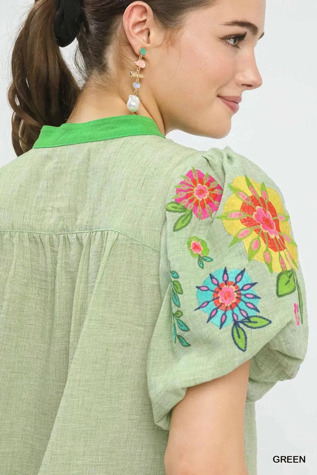 Umgee Embroidered Puff Sleeve Top sold by Charming Charlie product image thumbnail 5