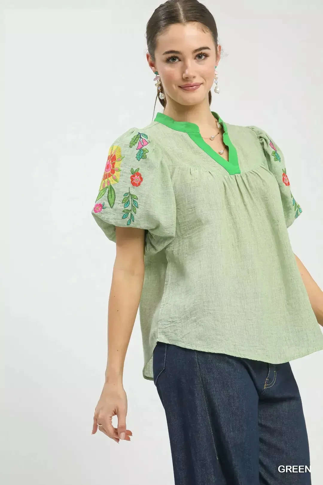 Umgee Embroidered Puff Sleeve Top sold by Charming Charlie product image thumbnail 2