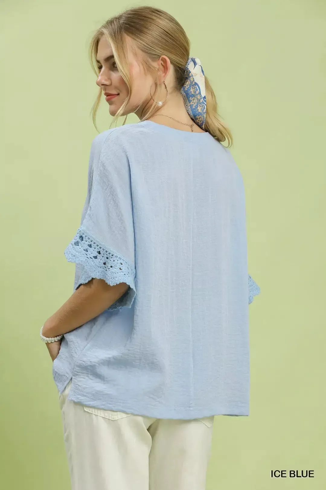 Umgee Crochet Trim Flutter Sleeve Top sold by Charming Charlie product image thumbnail 3