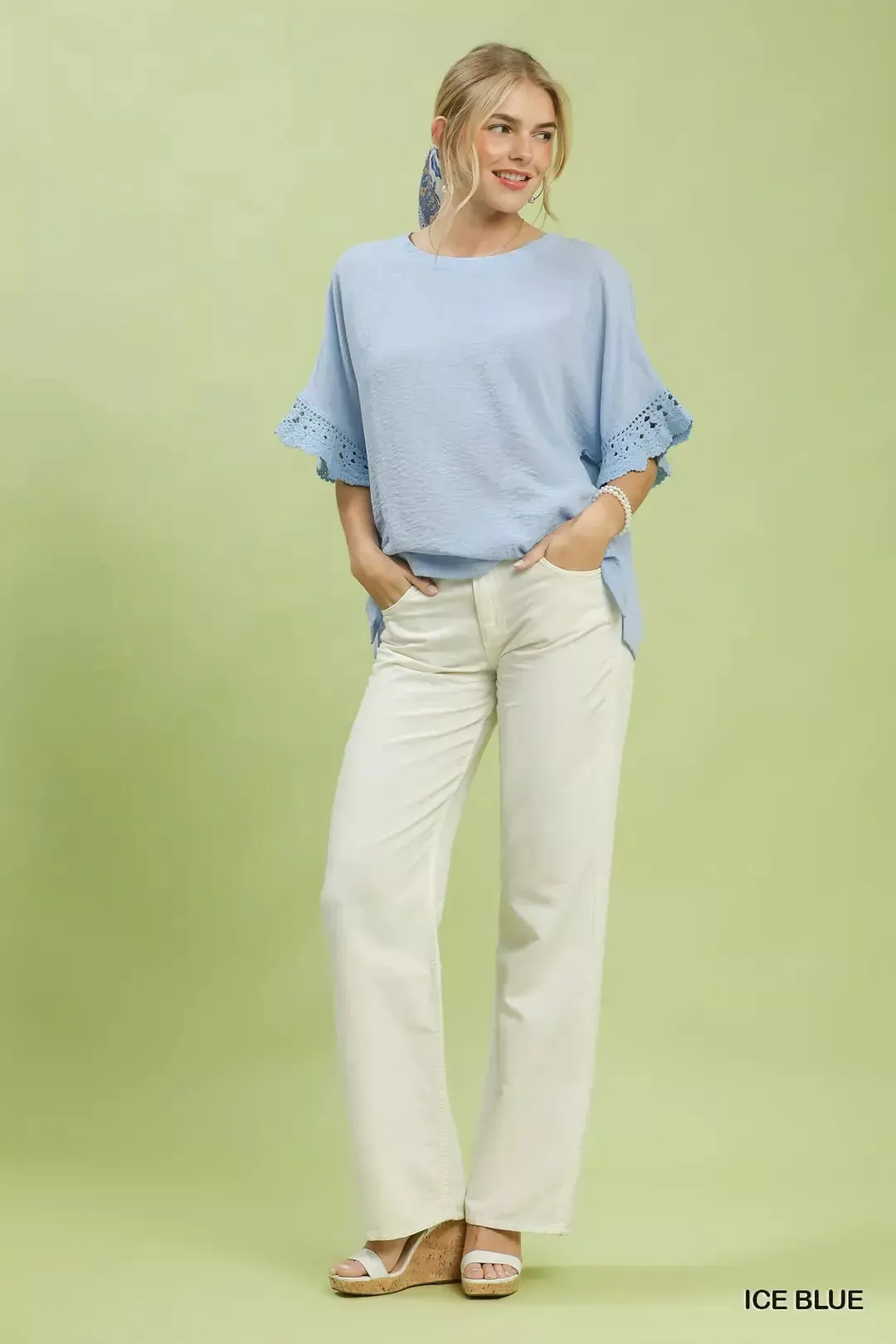 Umgee Crochet Trim Flutter Sleeve Top sold by Charming Charlie product image thumbnail 5