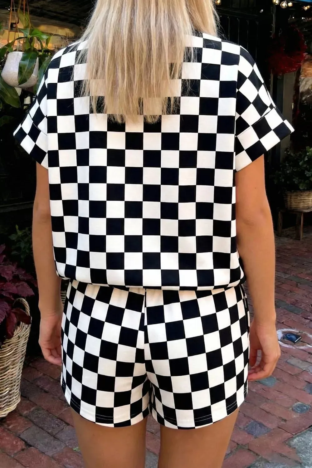 Checkerboard Short Sleeve Tee and Shorts Set sold by Charming Charlie product image thumbnail 5
