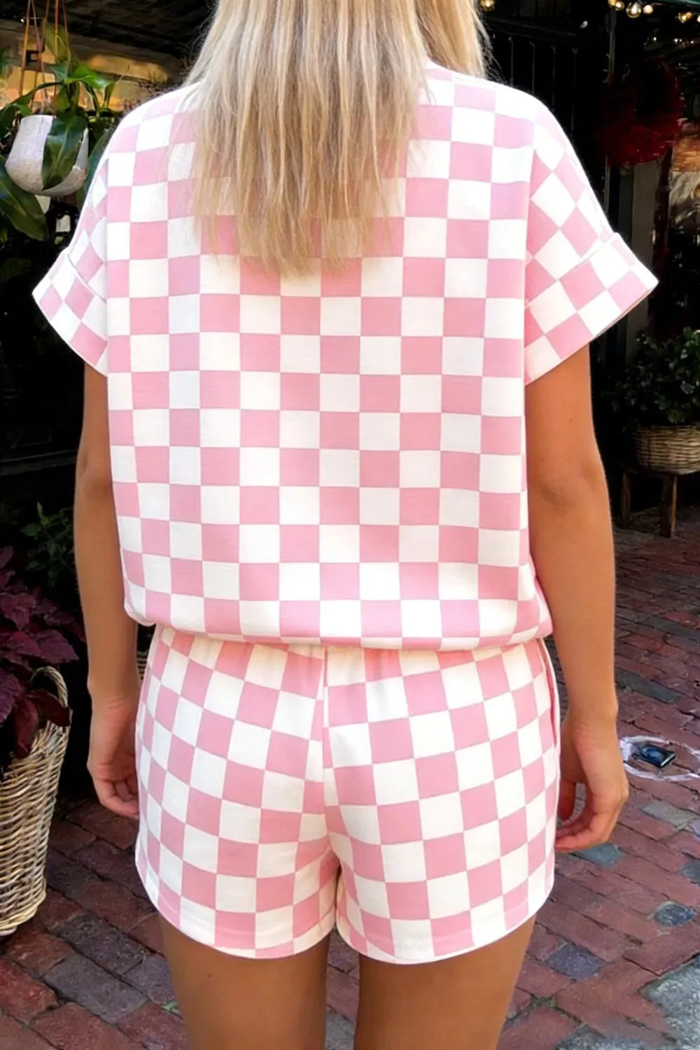 Checkerboard Short Sleeve Tee and Shorts Set sold by Charming Charlie product image thumbnail 2