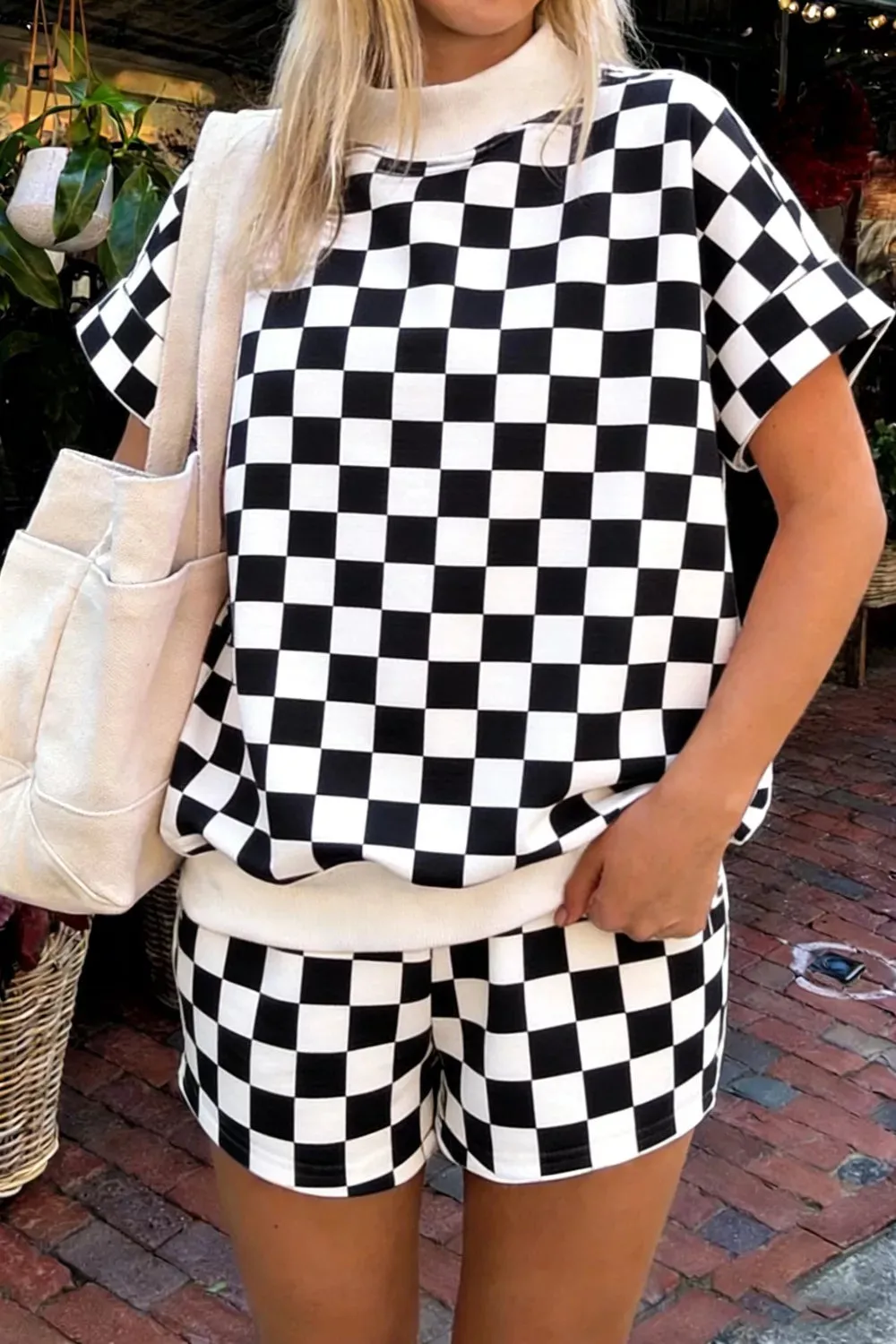 Checkerboard Short Sleeve Tee and Shorts Set sold by Charming Charlie product image thumbnail 4