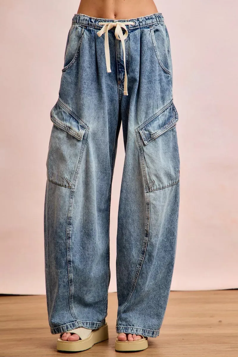 BiBi Baggy Barrel Jeans With Cargo Pockets sold by Charming Charlie product image thumbnail 5