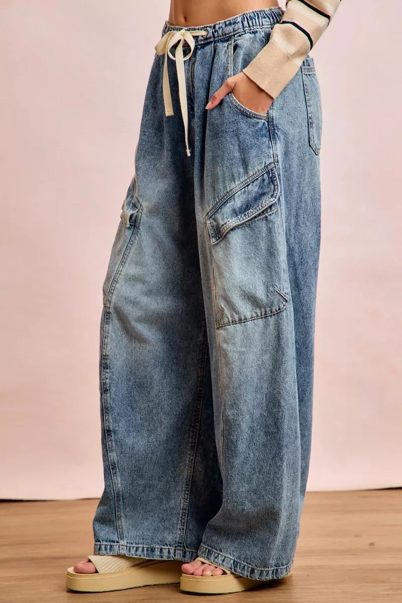 BiBi Baggy Barrel Jeans With Cargo Pockets sold by Charming Charlie product image thumbnail 2
