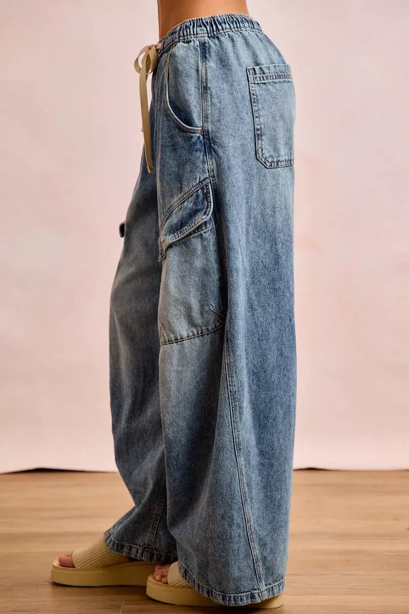 BiBi Baggy Barrel Jeans With Cargo Pockets sold by Charming Charlie product image thumbnail 3