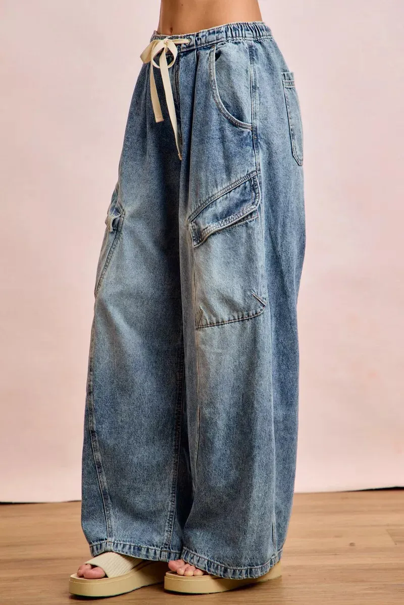 BiBi Baggy Barrel Jeans With Cargo Pockets sold by Charming Charlie product image thumbnail 4